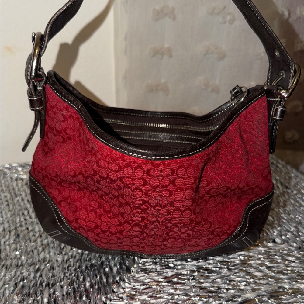 Coach Elegant Red and Brown Women's Bag